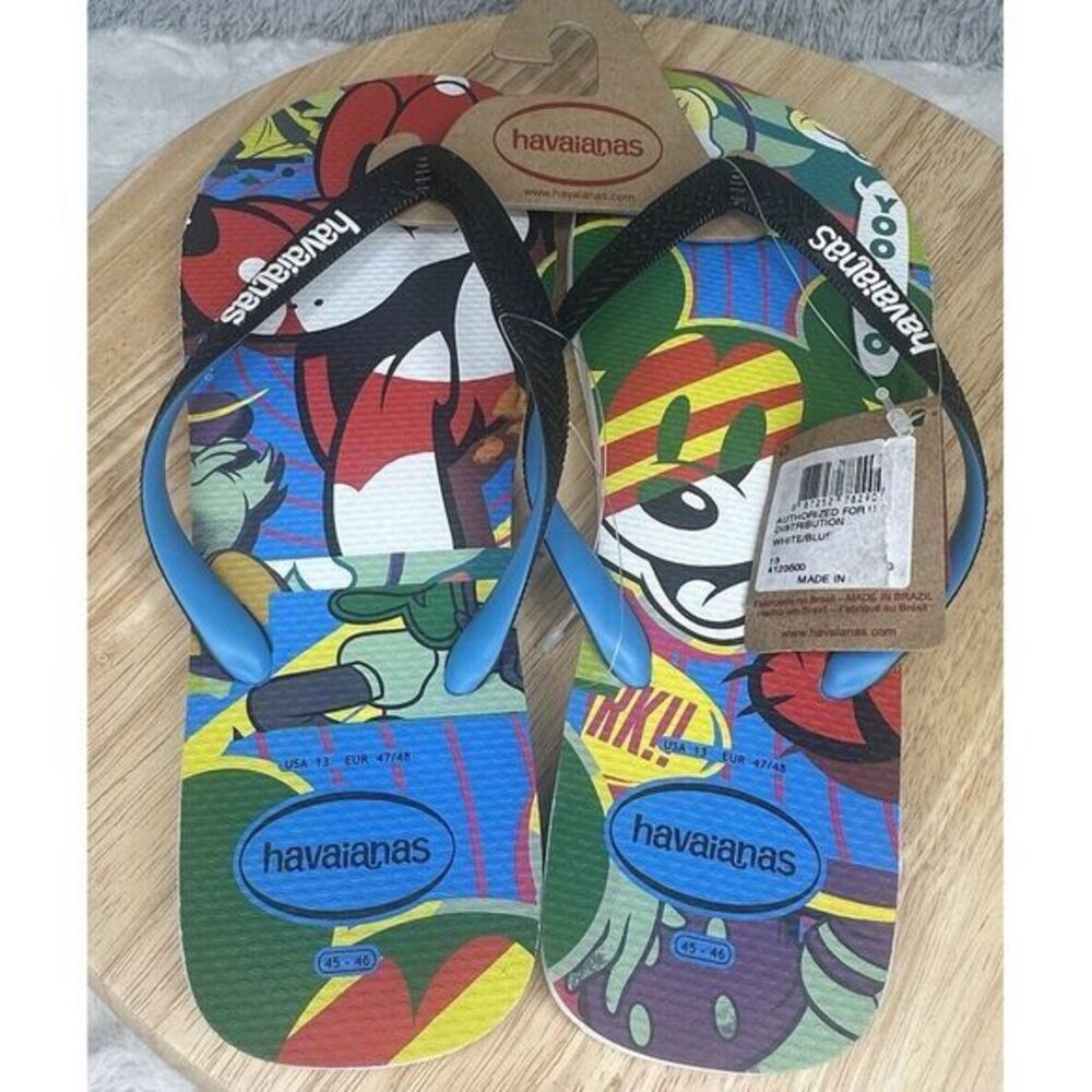 Havaianas Thongs Flip Flops‎ Disney Colorful Mickey Mouse Pluto SZ 13